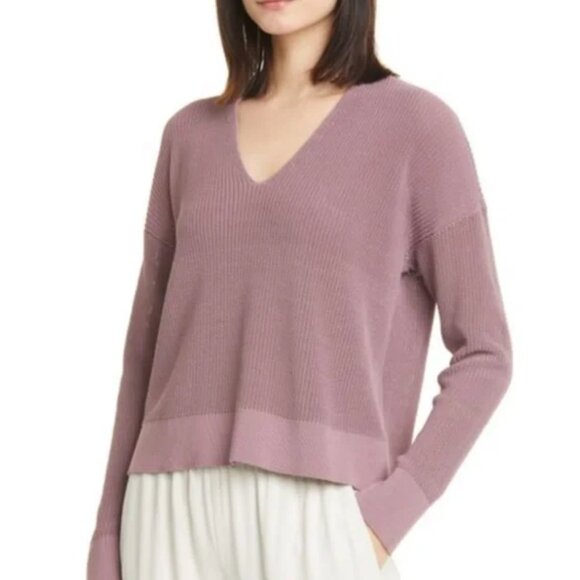 Eileen Fisher Women's Boxy V-Neck Sweater Mauve Purple Size PP - Picture 1 of 5